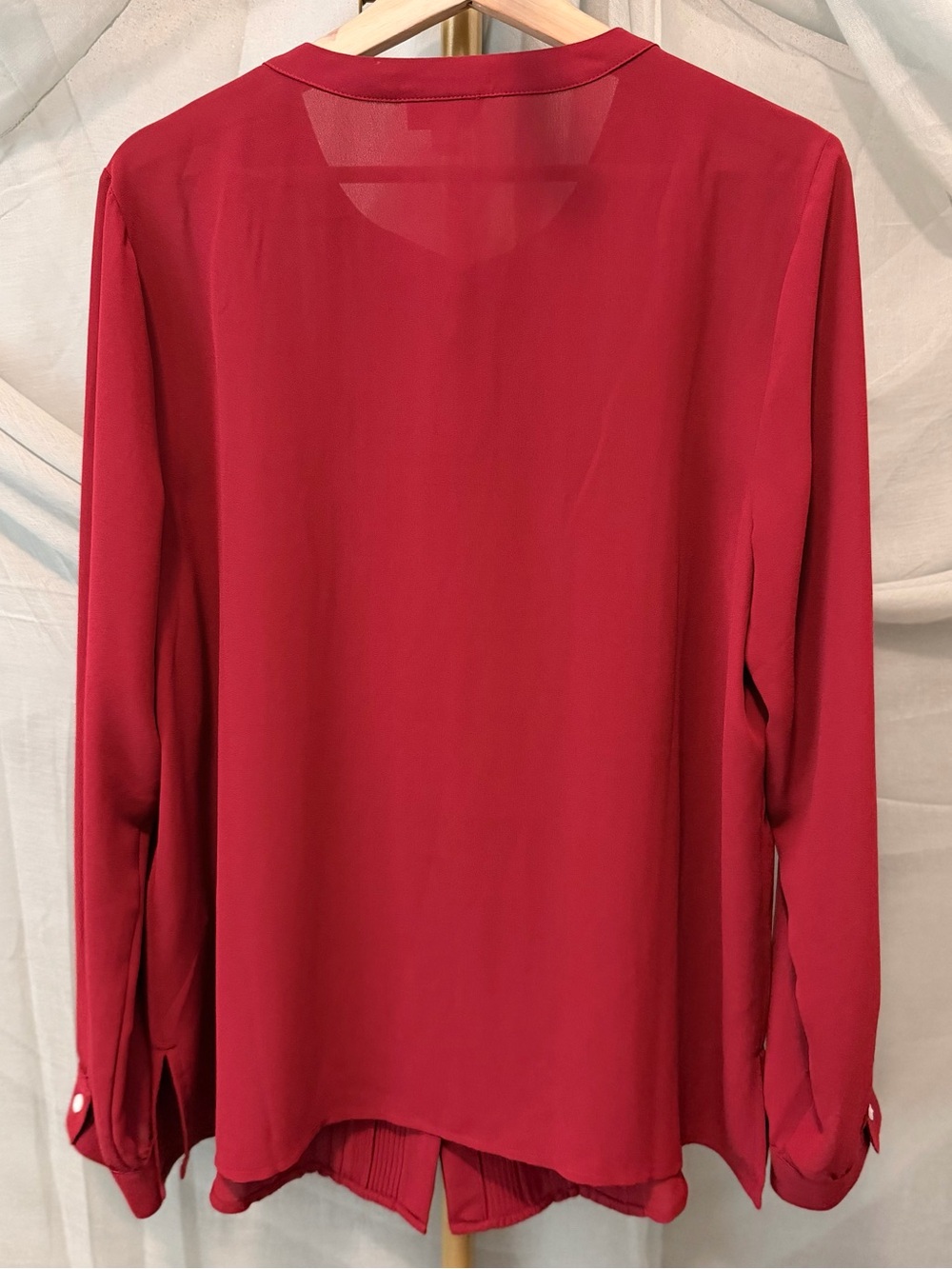J. Jill Ruby Red Pleated Button-Down Blouse - Picture 3 of 5